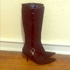 Gucci GG Monogram Logo High Heel Knee Boots